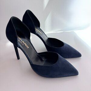 Saint Laurent Anja 105 Suede D’Orsay Pumps Heels Size 37 YSL